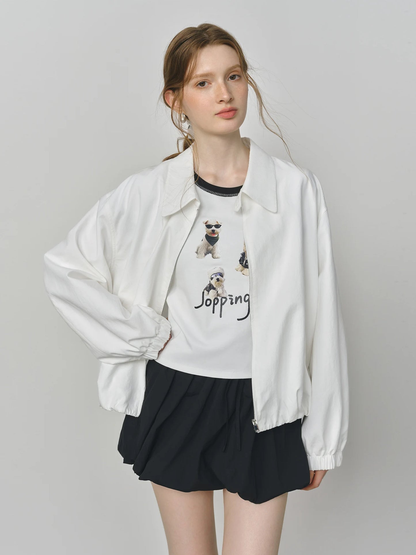 Blush Turn Collar Bomber Jacket