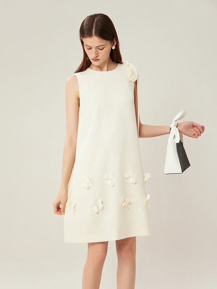 Ivory Butterfly Applique Shift Dress