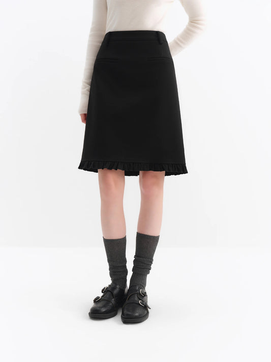 Black Ruffle Hem Mini Skirt