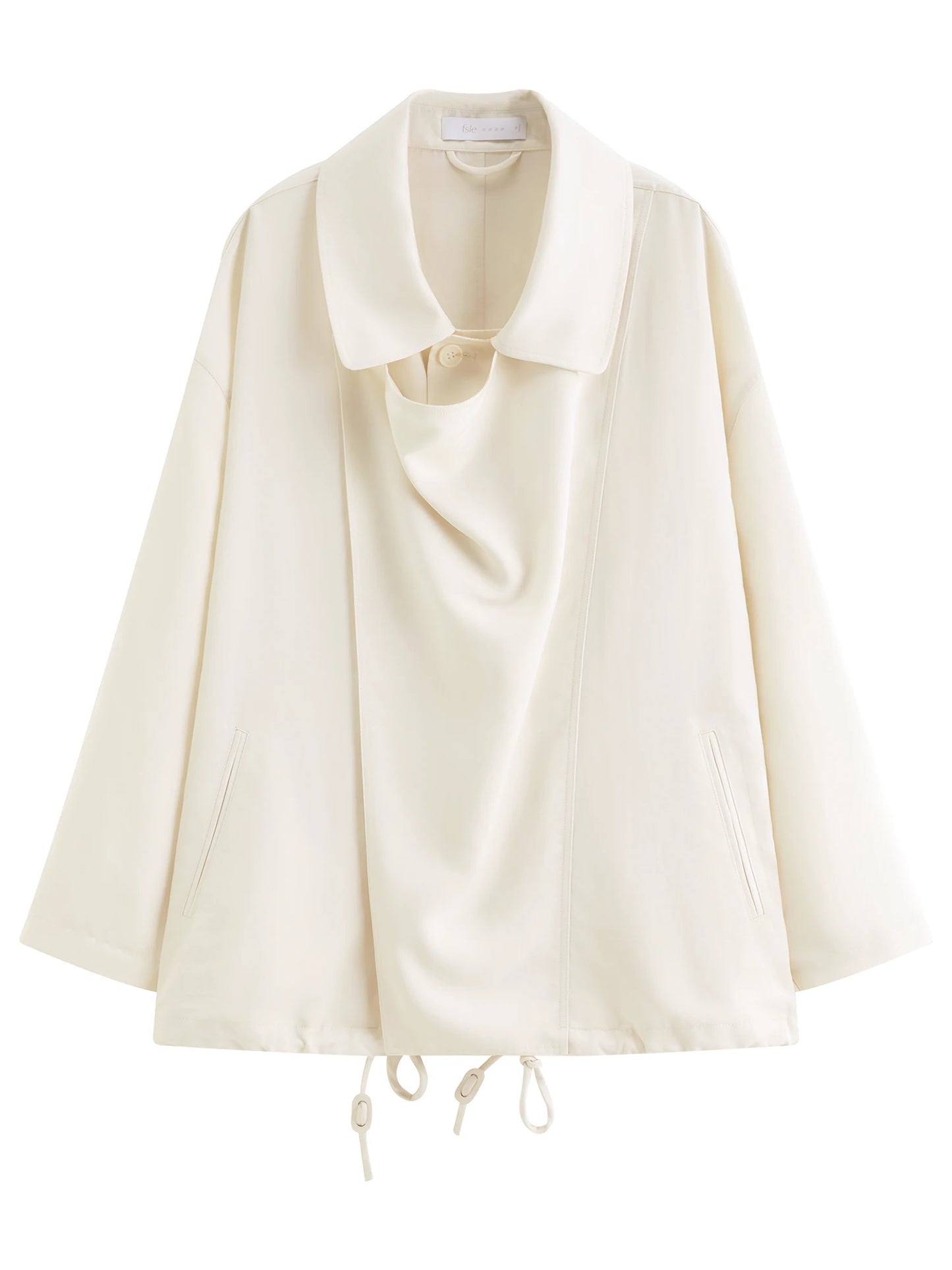 Black Draped Collar Short Jacket