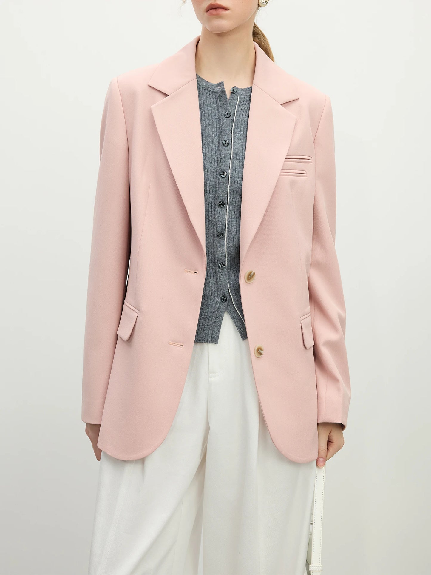 Blush Single Button Tailored Blazer