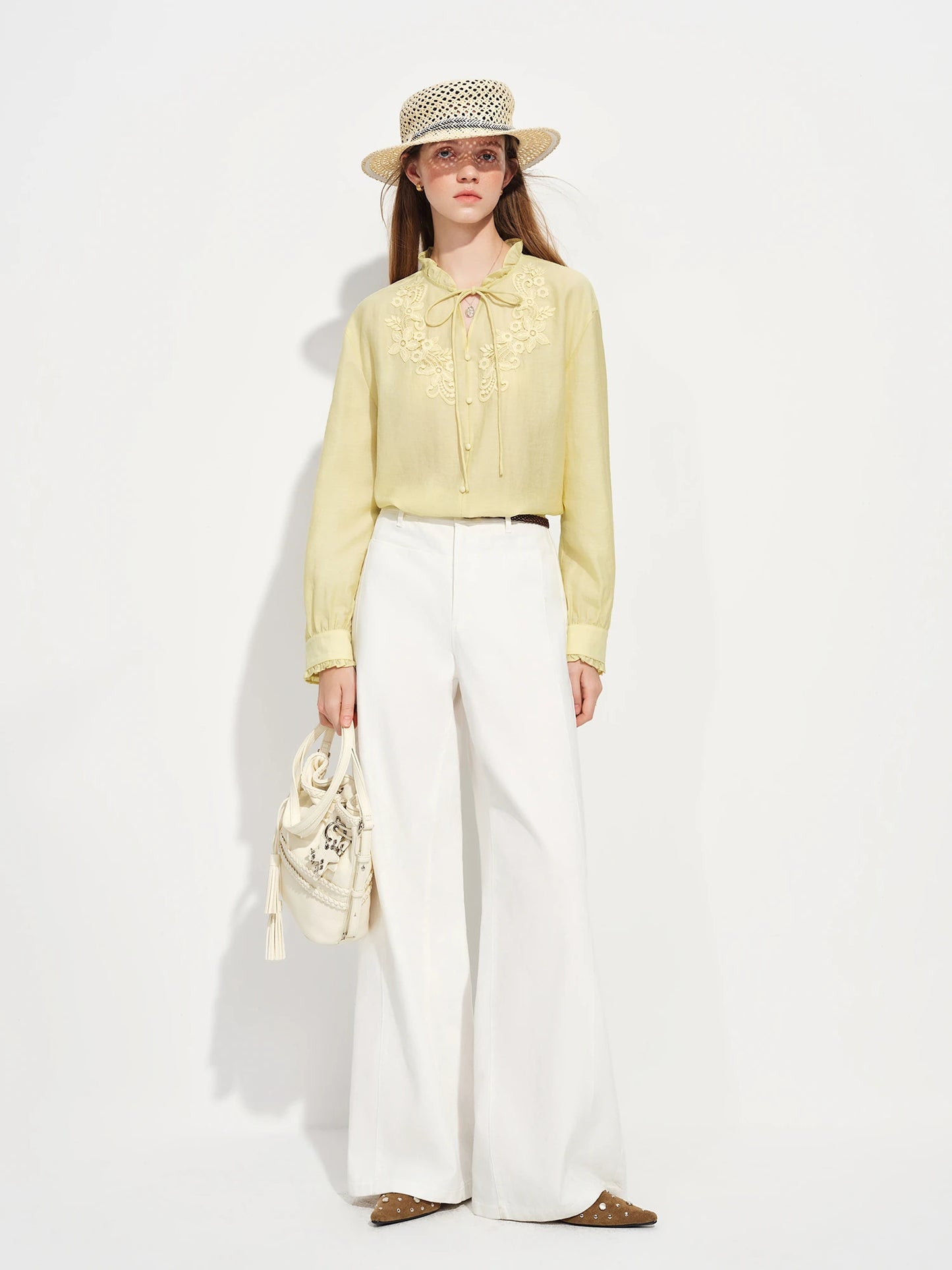 White High Waist Wide Leg Jeans