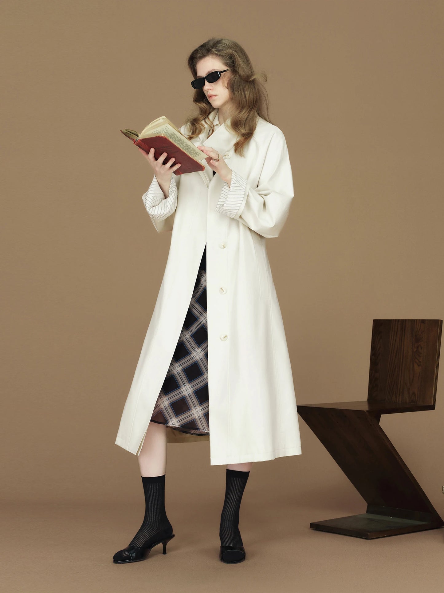 Blush Contrast Cuff Short Trench