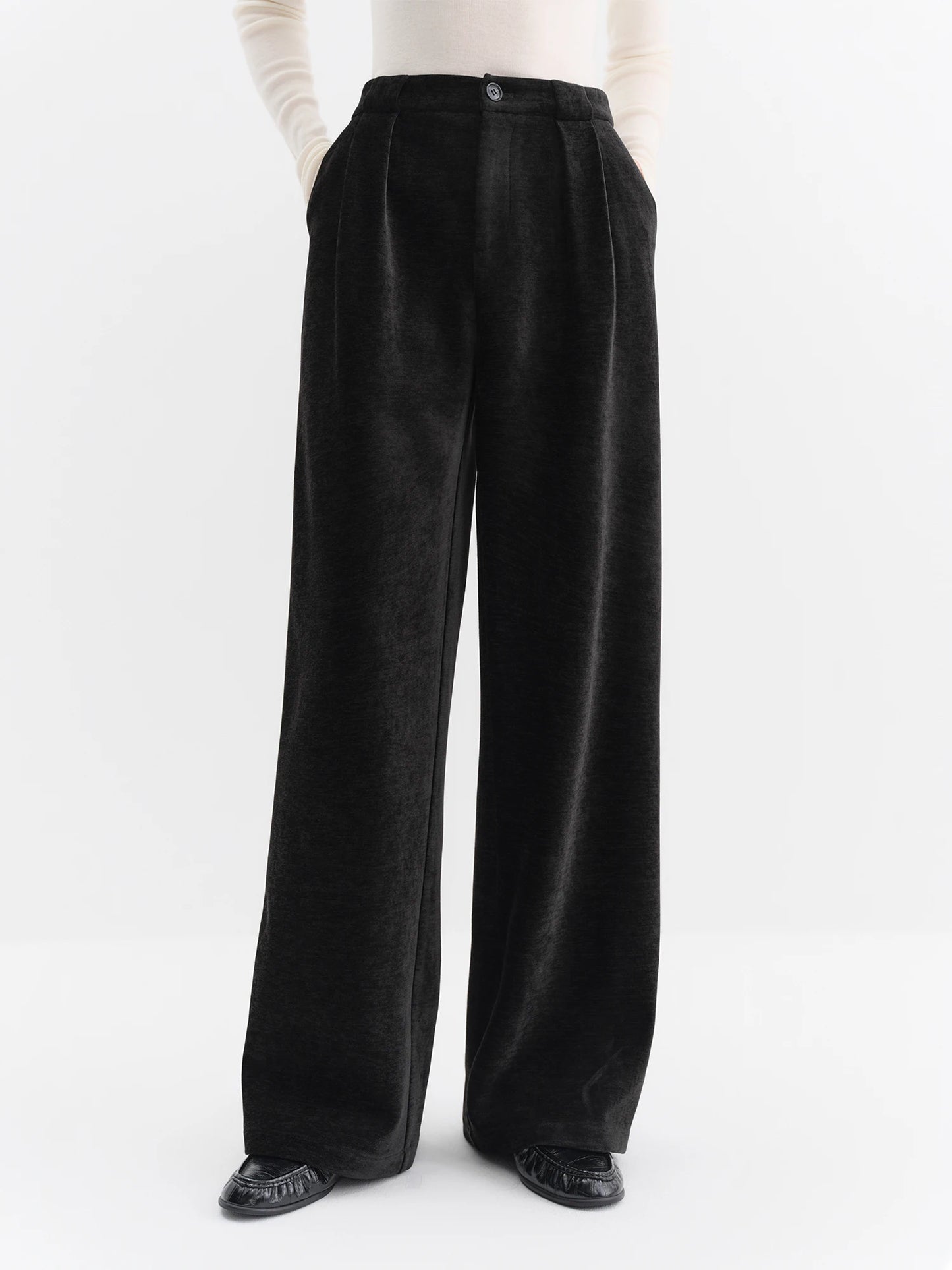 Black Velvet Wide Leg Pants