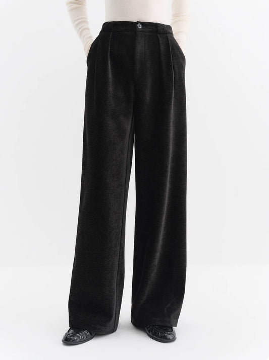 Black Velvet Wide Leg Pants