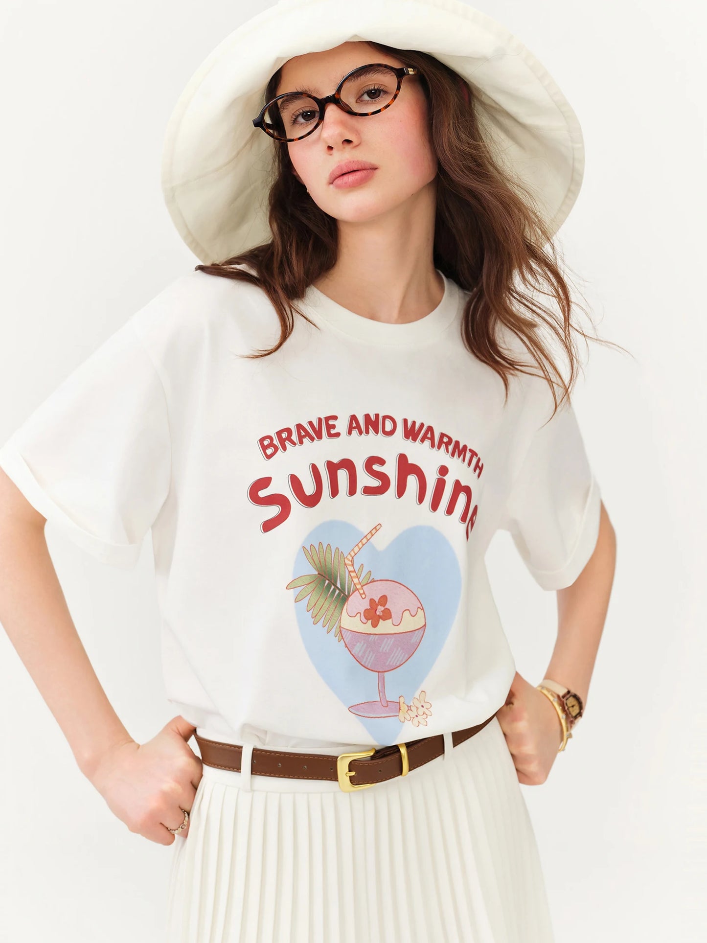 White Fruit Graphic Oversized Tee