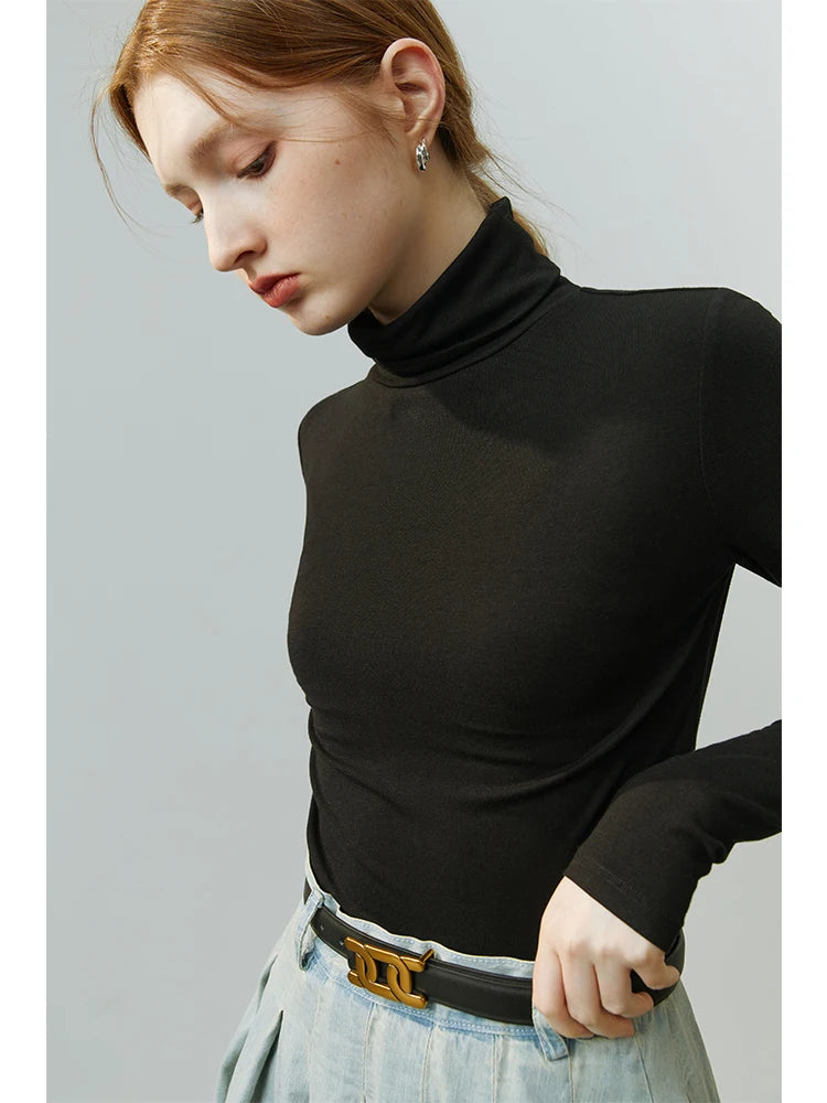 Ivory Slim Mock Neck Knit Top