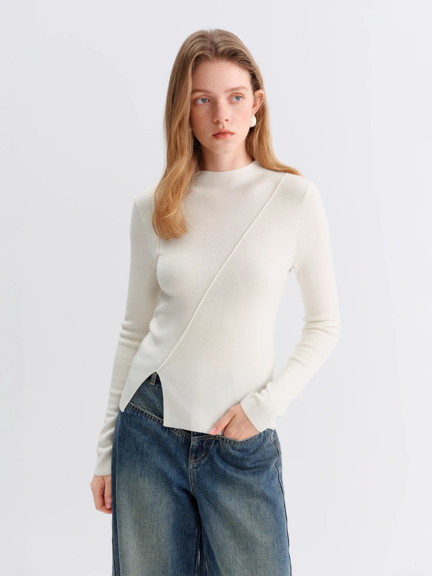 Lilac Asymmetric Hem Knit Top