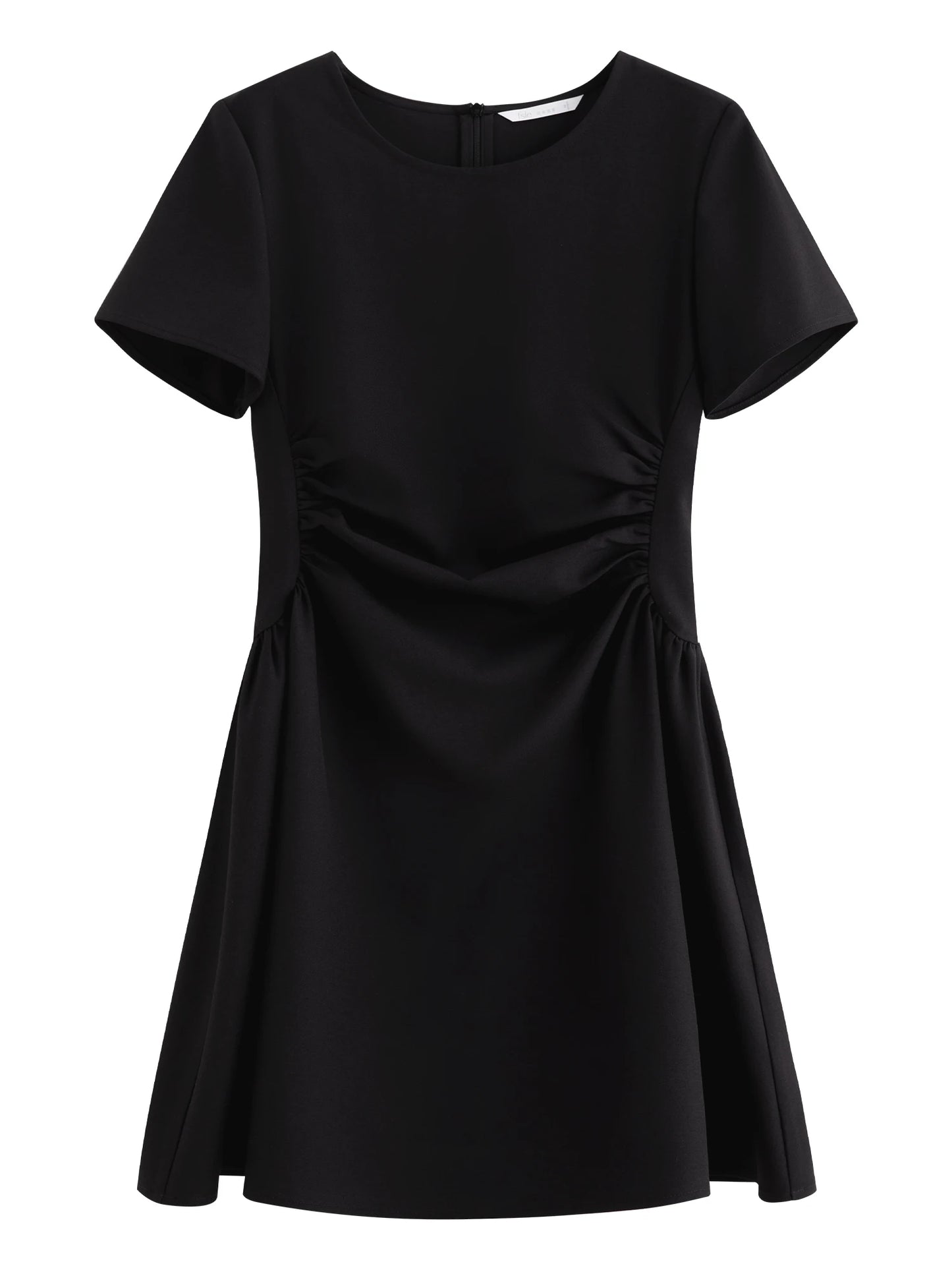 Black Side Ruched Fit Flare Mini Dress