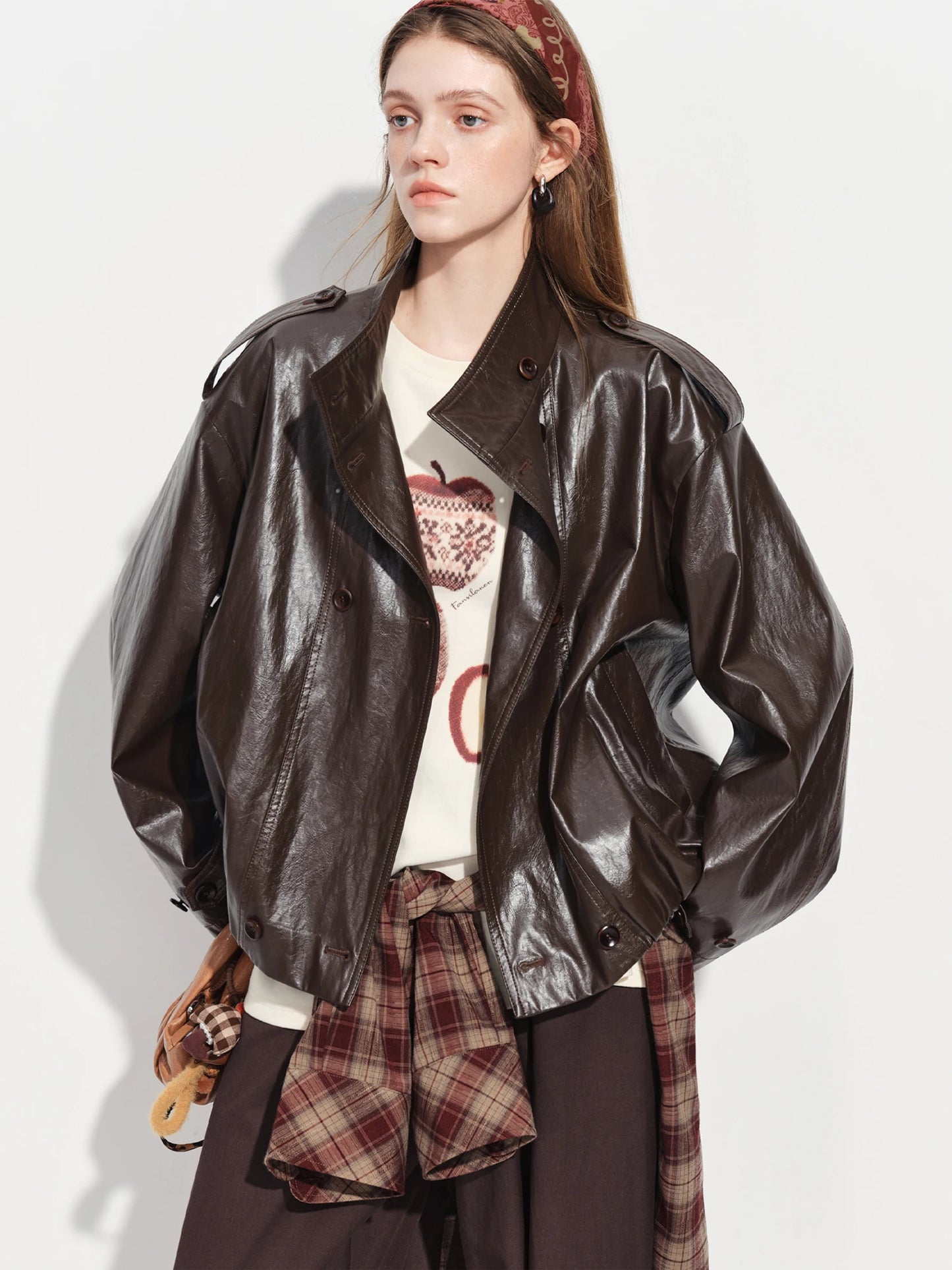Dark Brown Batwing Leather Jacket