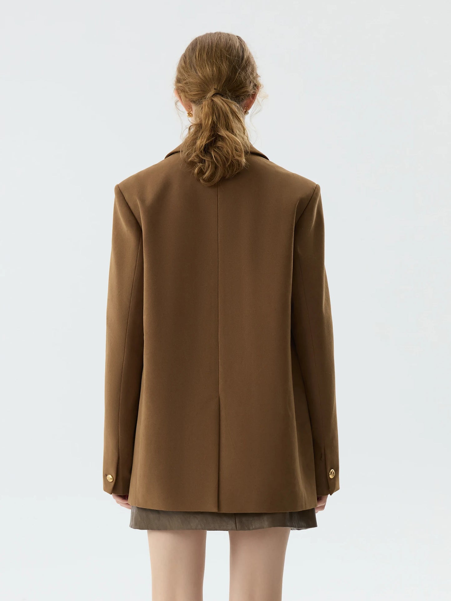 Camel Suede Single Breasted Blazer