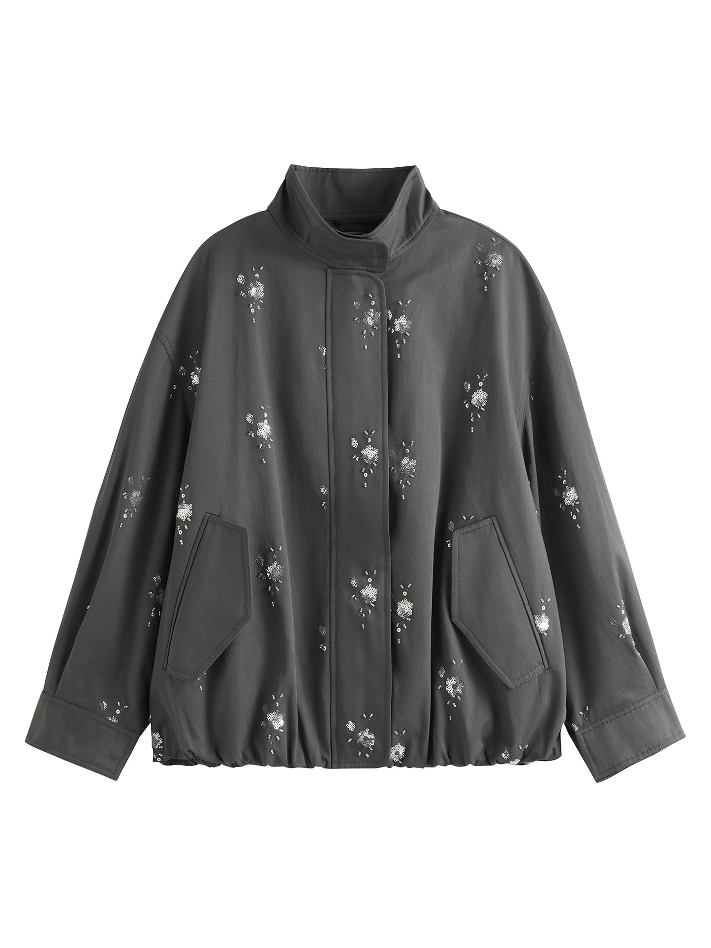 Grey Sequin Jacket Mini Skirt Set