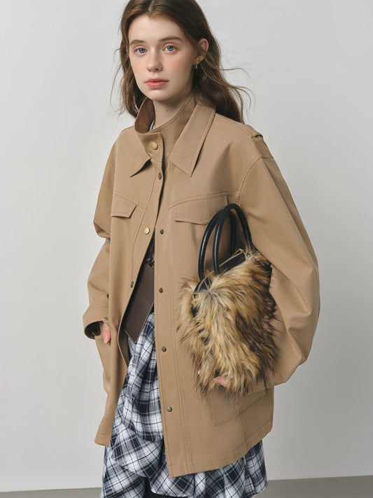 Camel Oversized Utility Jacket