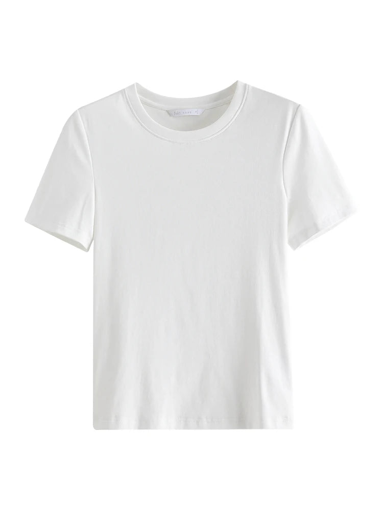 Black Scoop Neck Fitted Cotton Tee