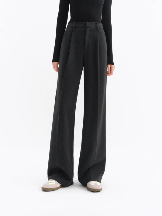 Black Pleated Wide Leg Trousers