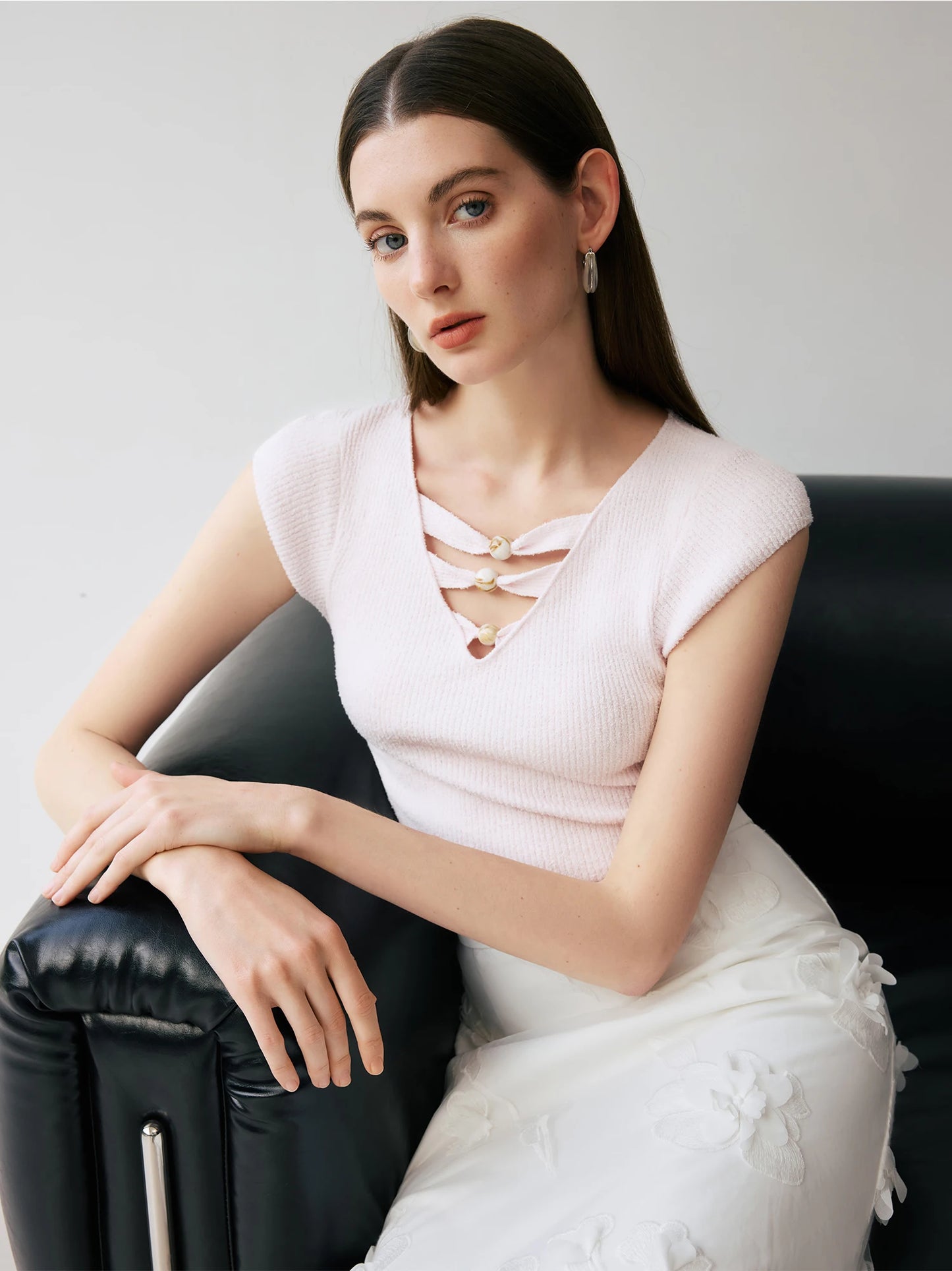 Ivory Cutout Sleeveless Knit Top