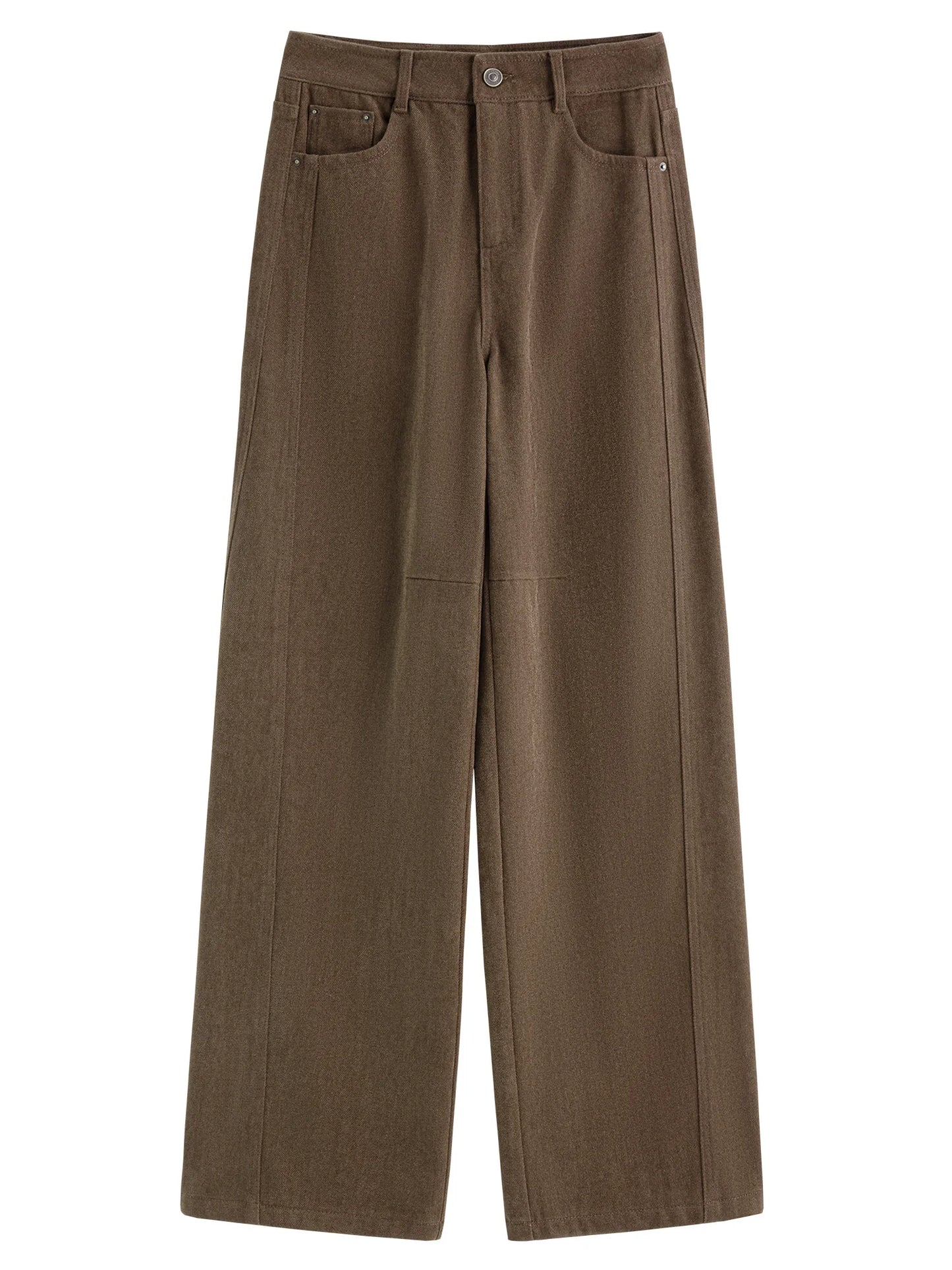 Brown Straight Leg Cotton Pants