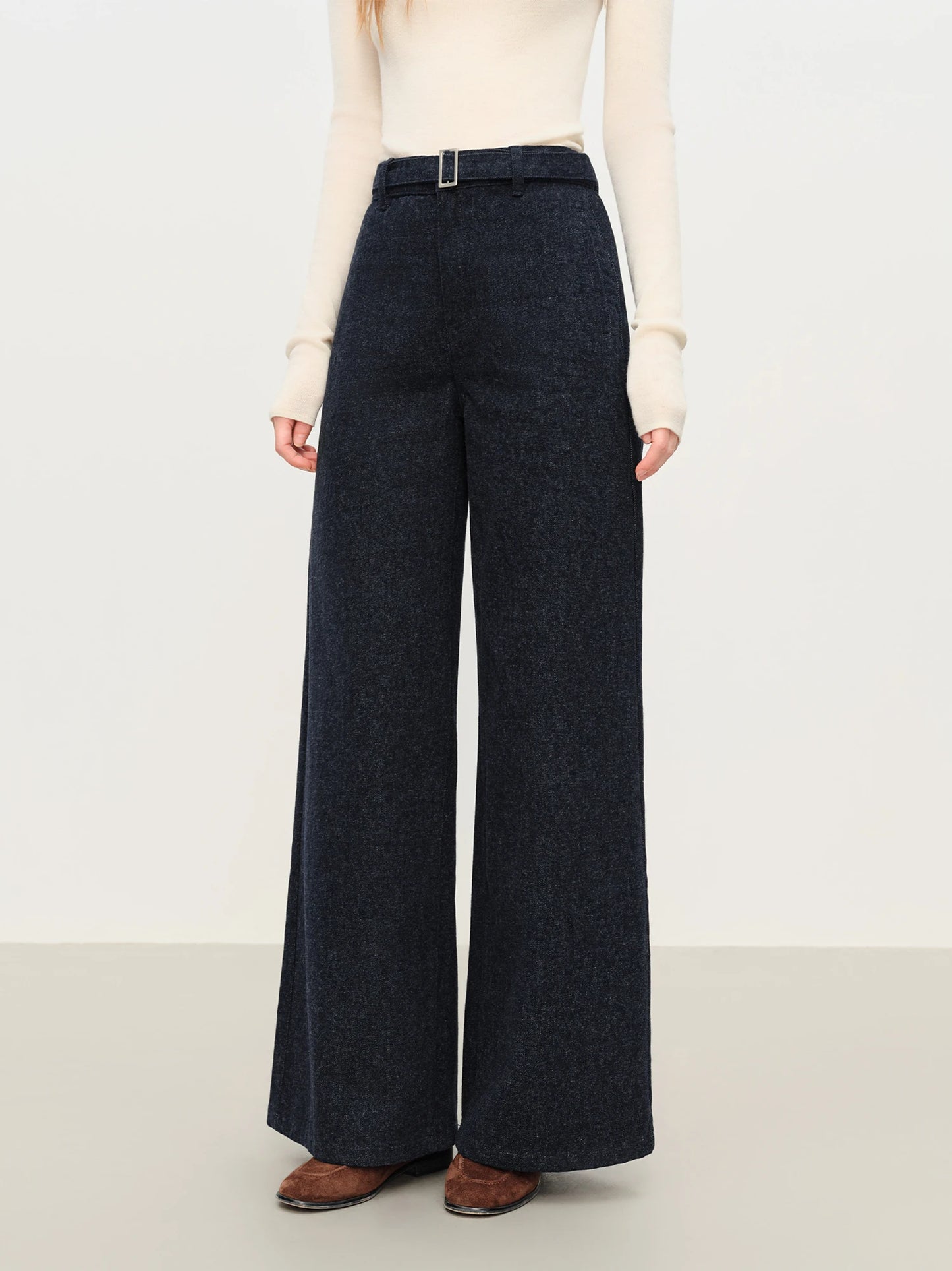 Indigo High Waist Wide Leg Jeans