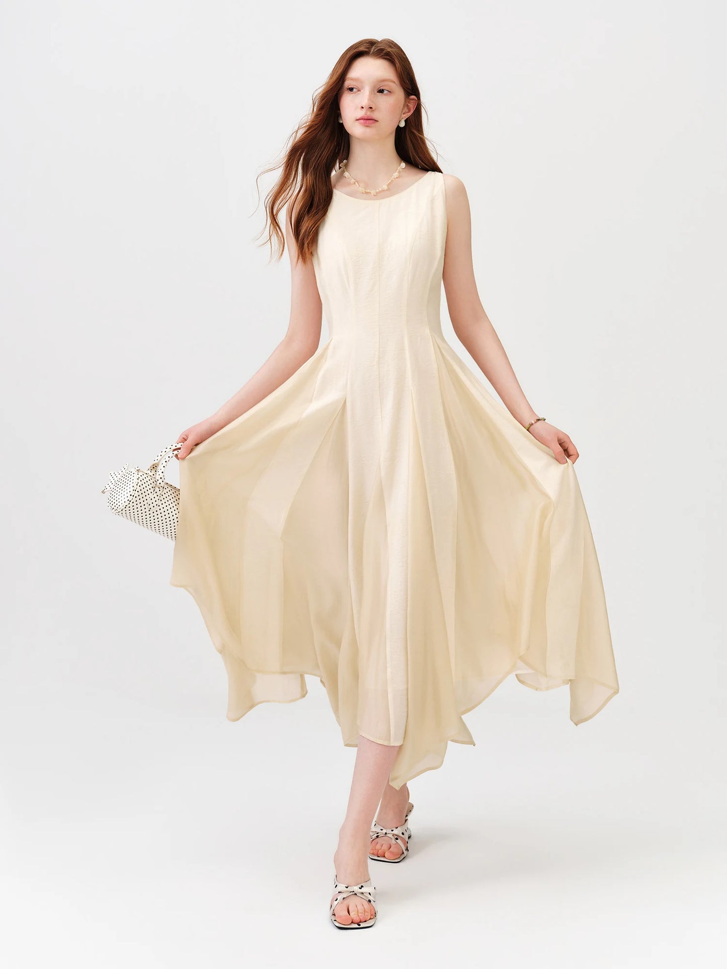 Butter Yellow Flowing A-Line Midi Dress