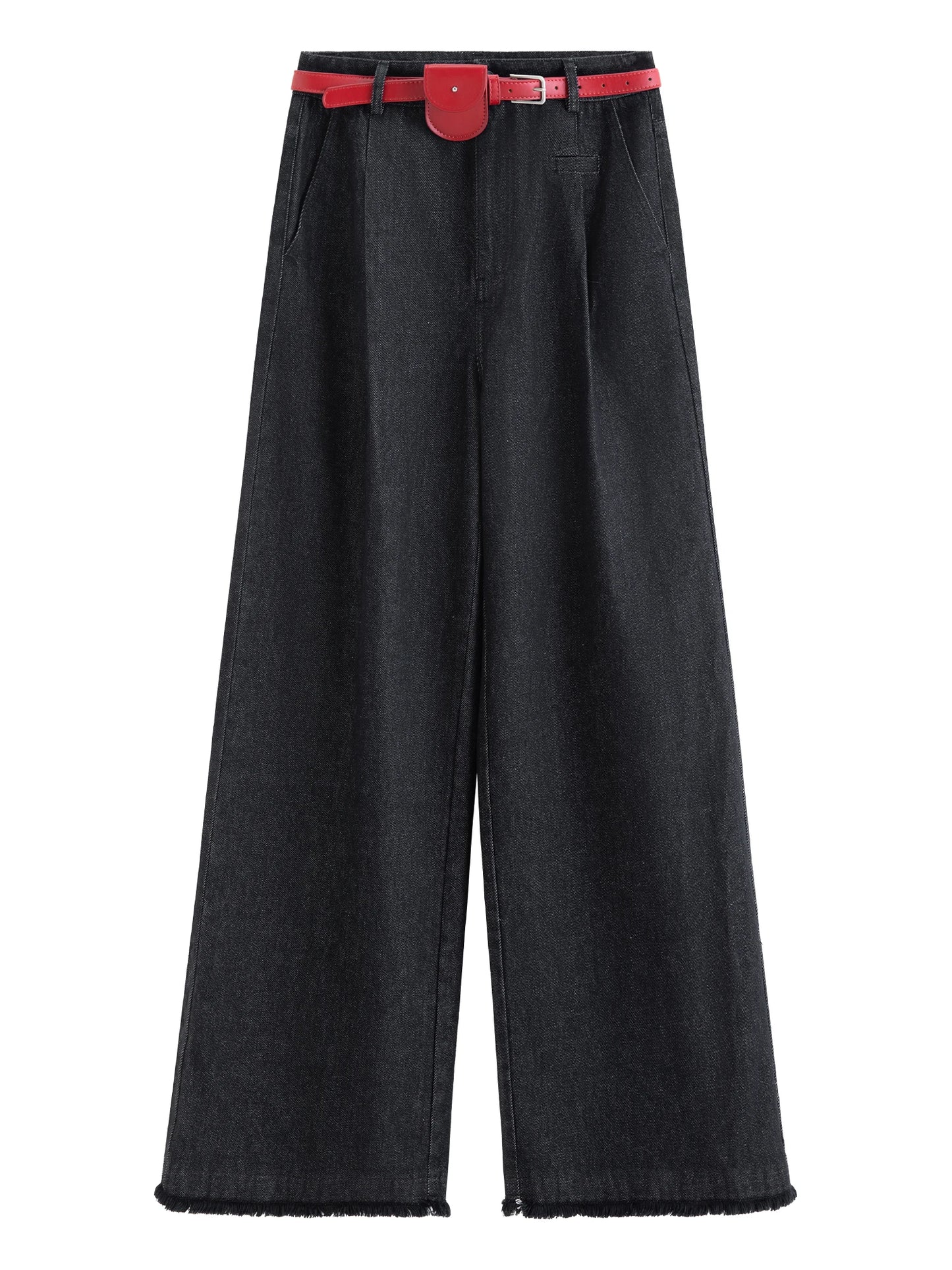 Dark Wash Belted Wide Leg Jeans
