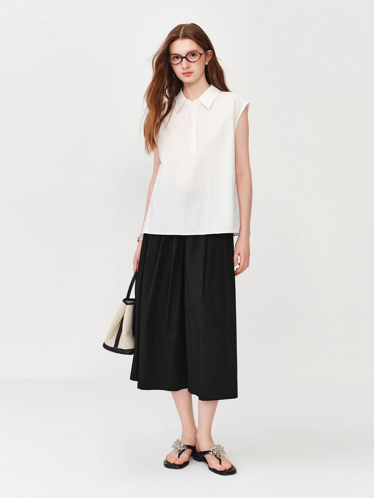 White Cropped Wide Leg Cotton Pants