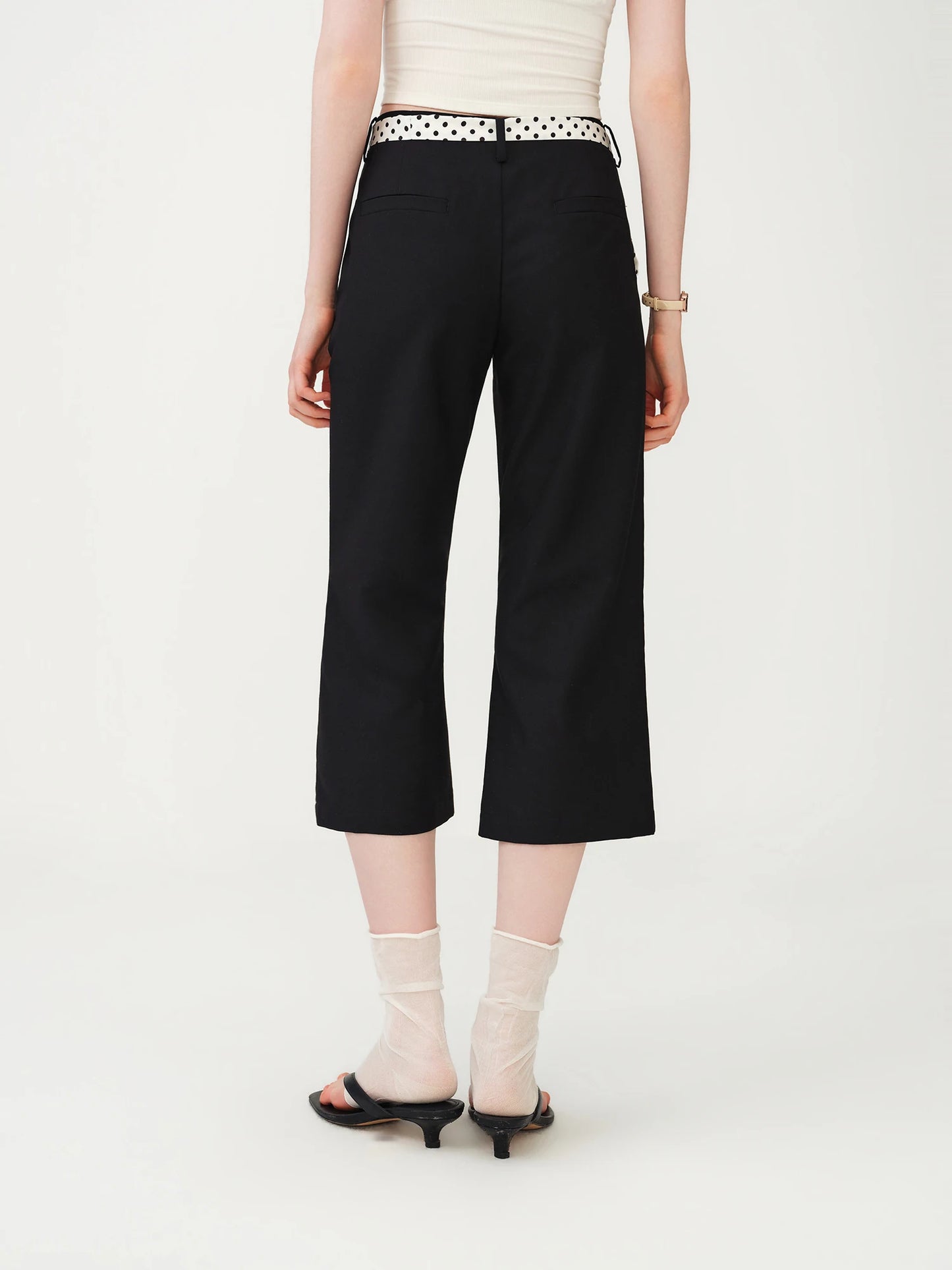 Black Polka Dot Belt Culottes