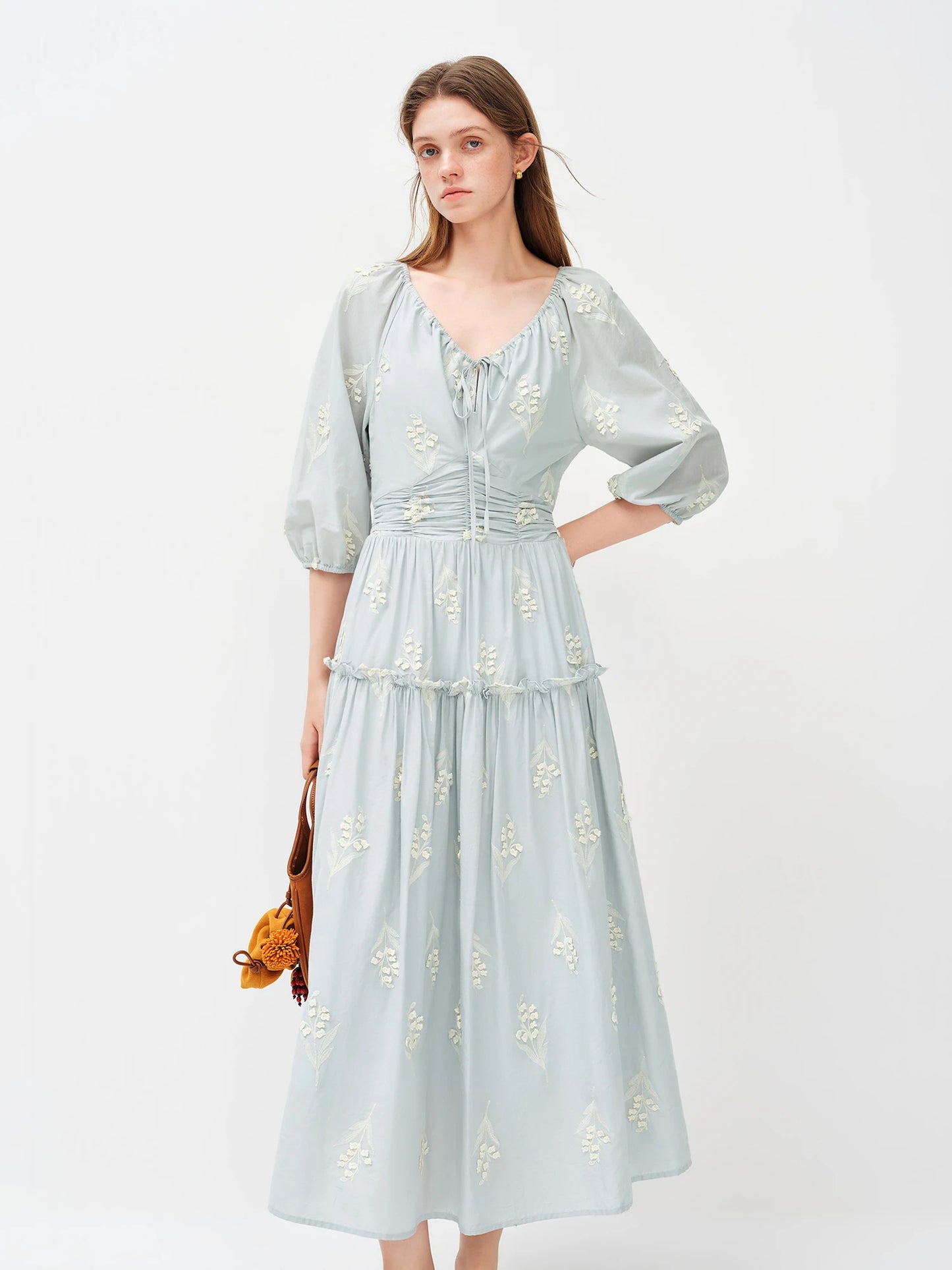 Butter Yellow Floral Puff Sleeve Maxi Dress