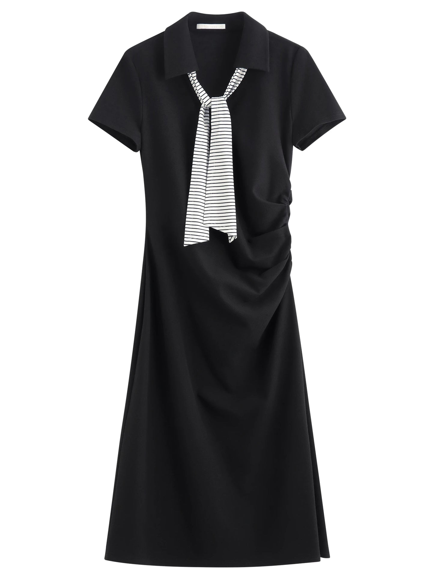 Black Sailor Collar Midi Dress