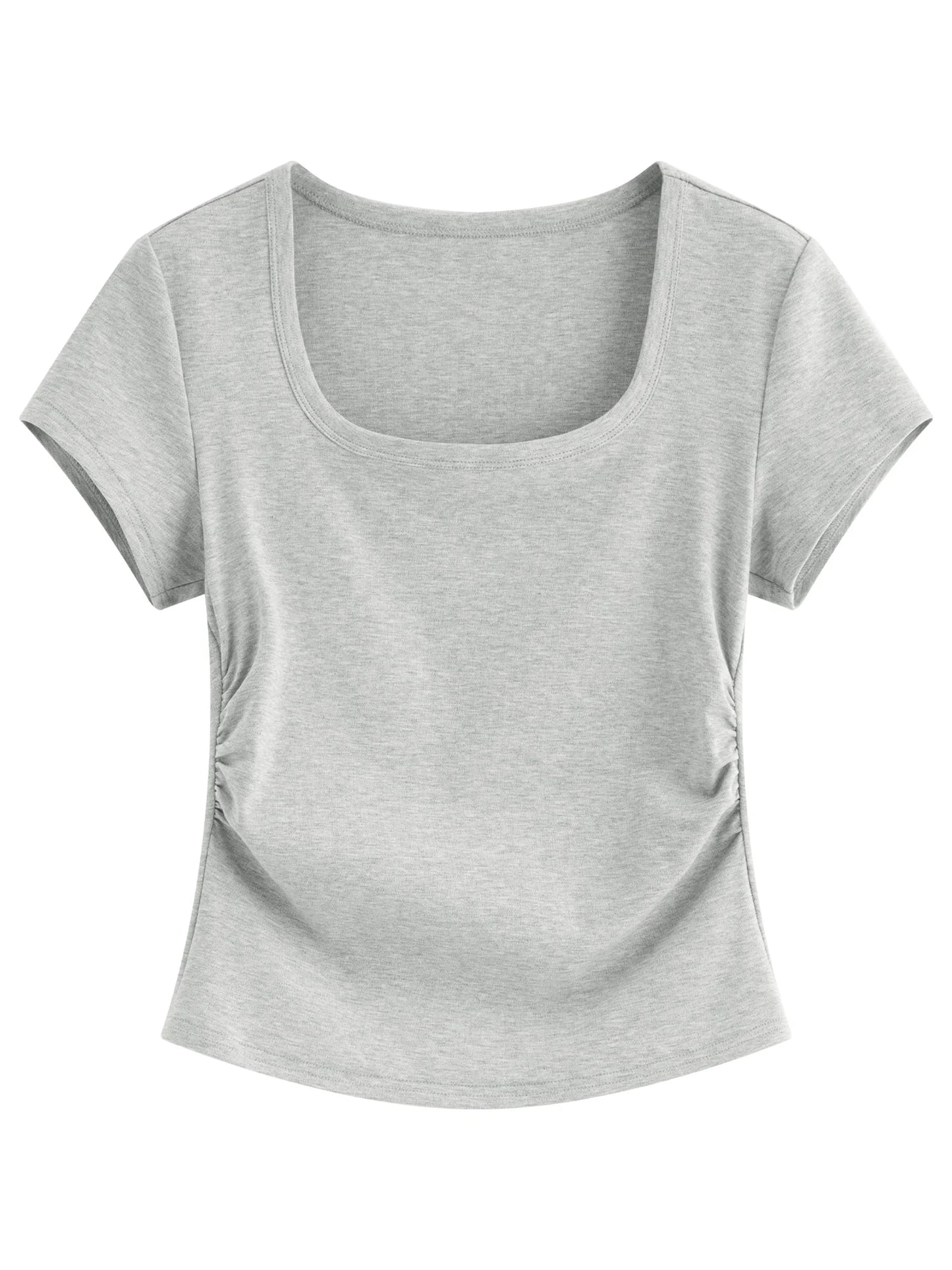 Black Scoop Neck Fitted Tee