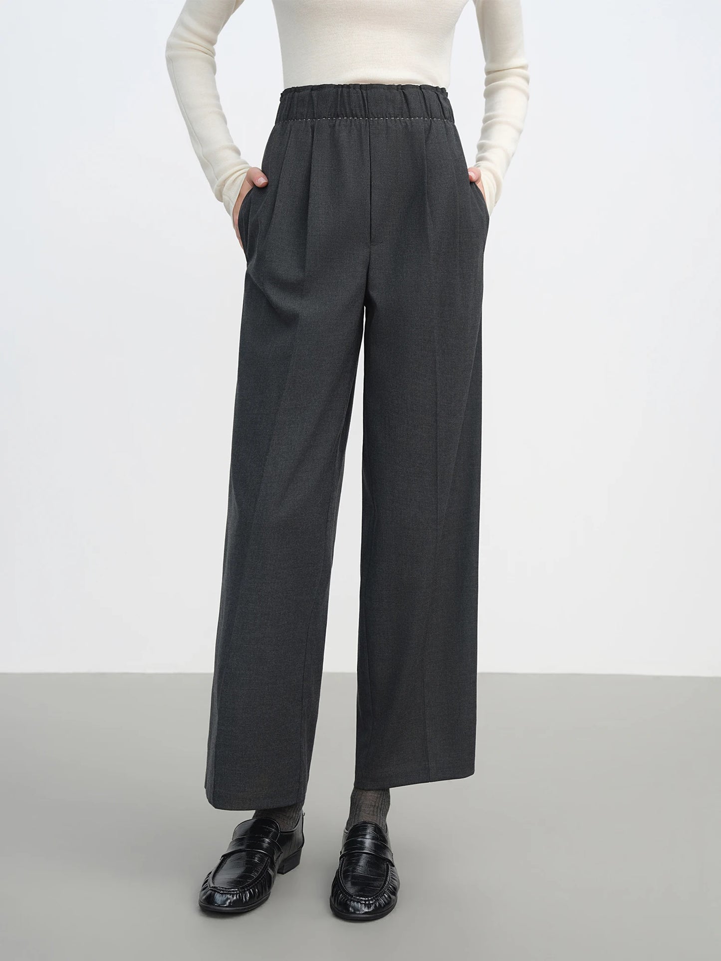 Charcoal Relaxed Straight Leg Trousers