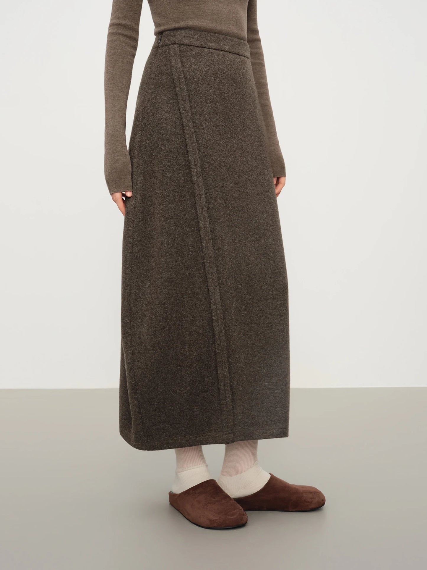 Black Wool Balloon Maxi Skirt