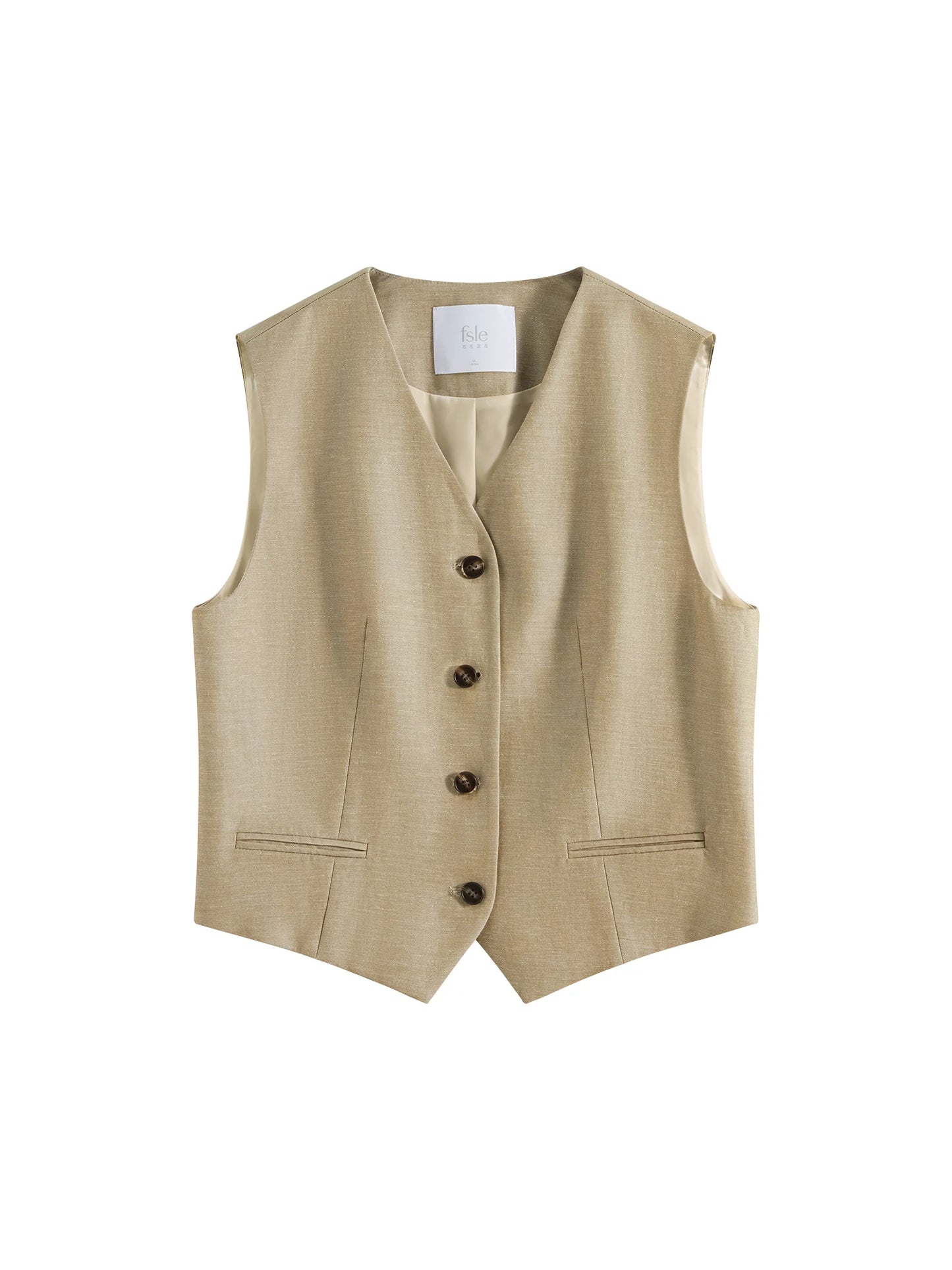 Khaki Pleated Wide Leg Suit Pants