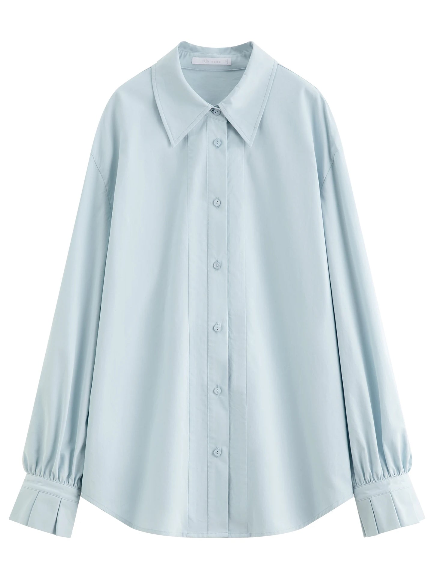White Pleated Collar Cotton Shirt