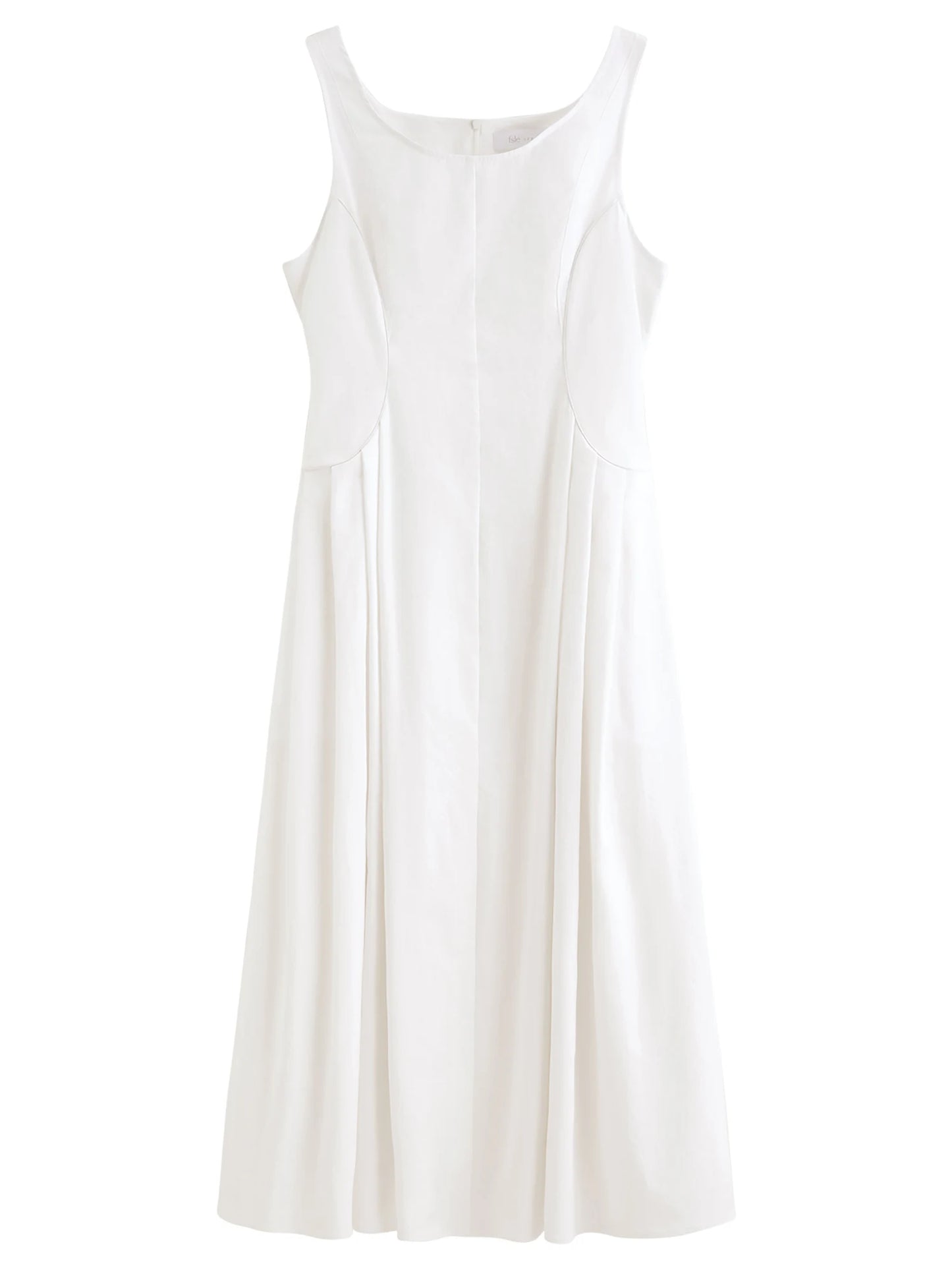 Black Square Neck A-Line Midi Dress