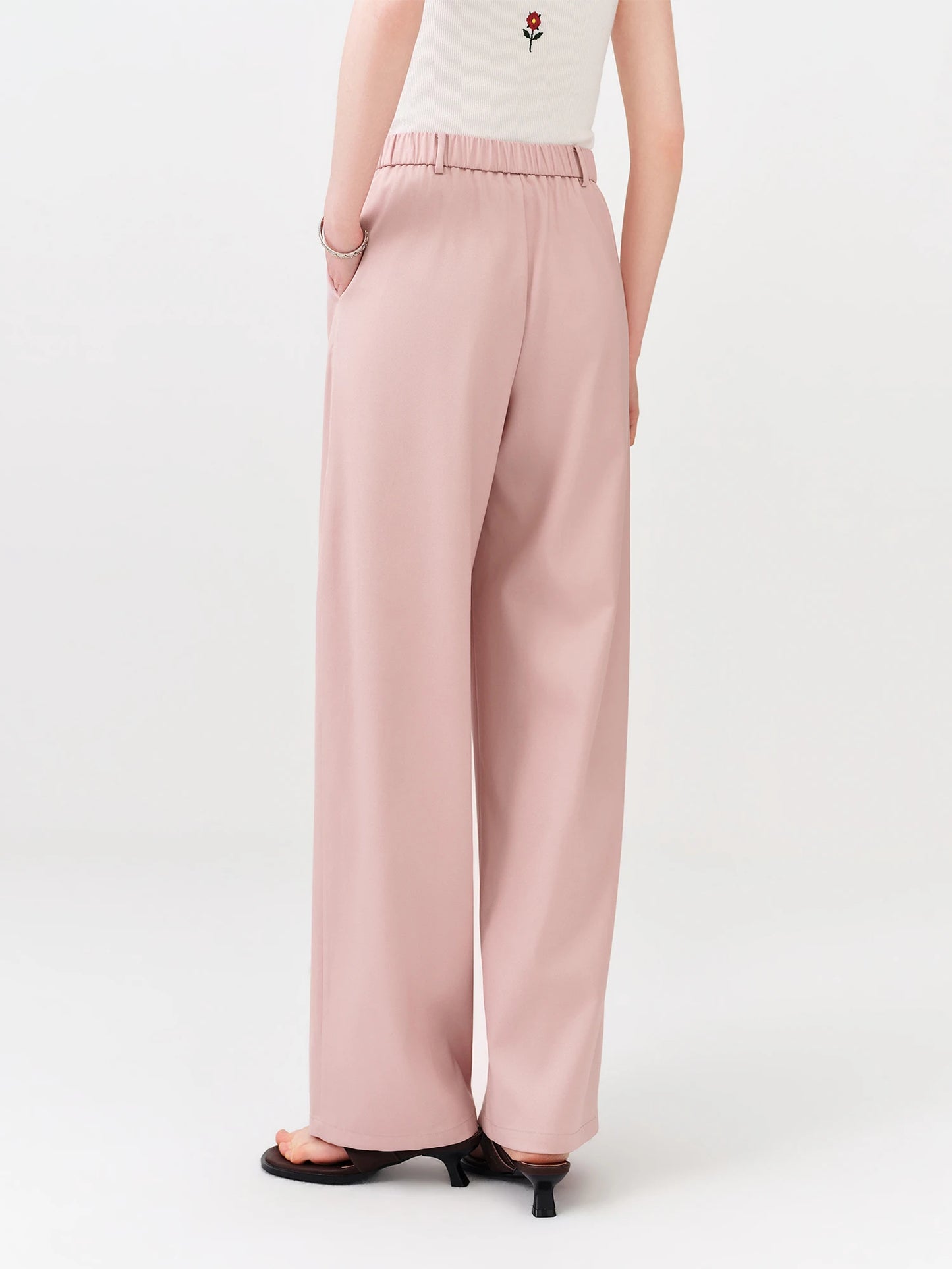 Blush High Waist Wide Leg Trousers