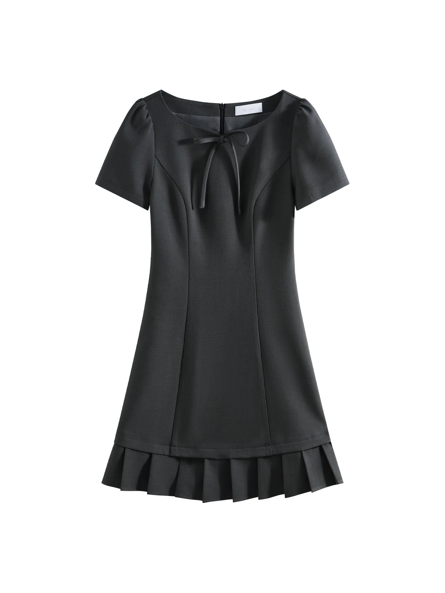 Black Bow Pleated Mini Dress