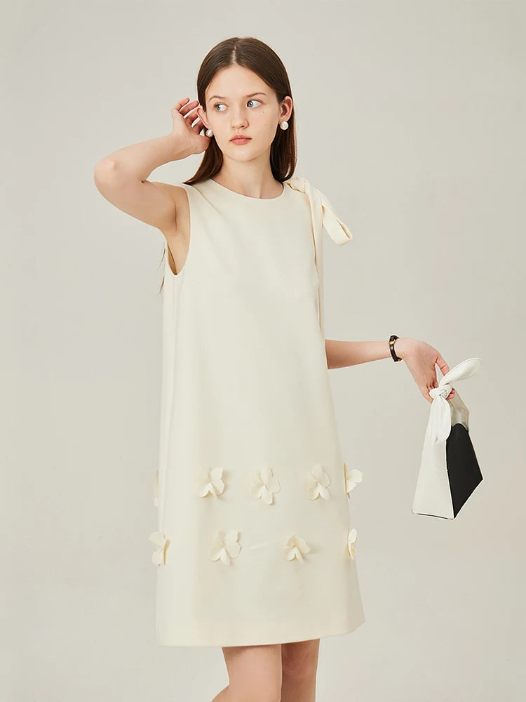 Ivory Butterfly Applique Shift Dress