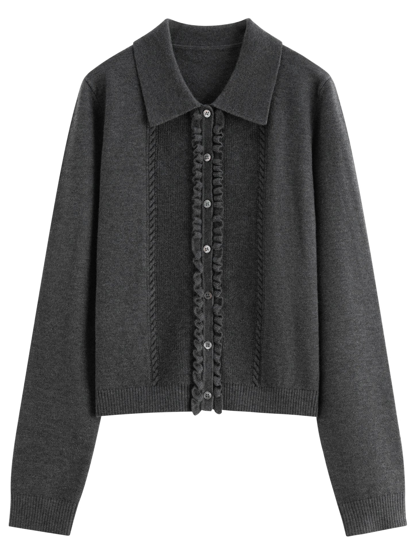 Black Embroidered Polo Knit Cardigan