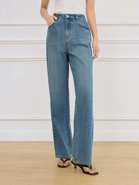 Medium Wash Straight Ankle Jeans