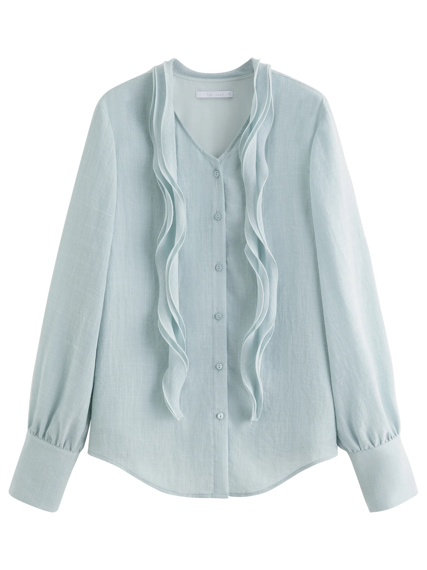 Pale Blue Bow Neck Blouse