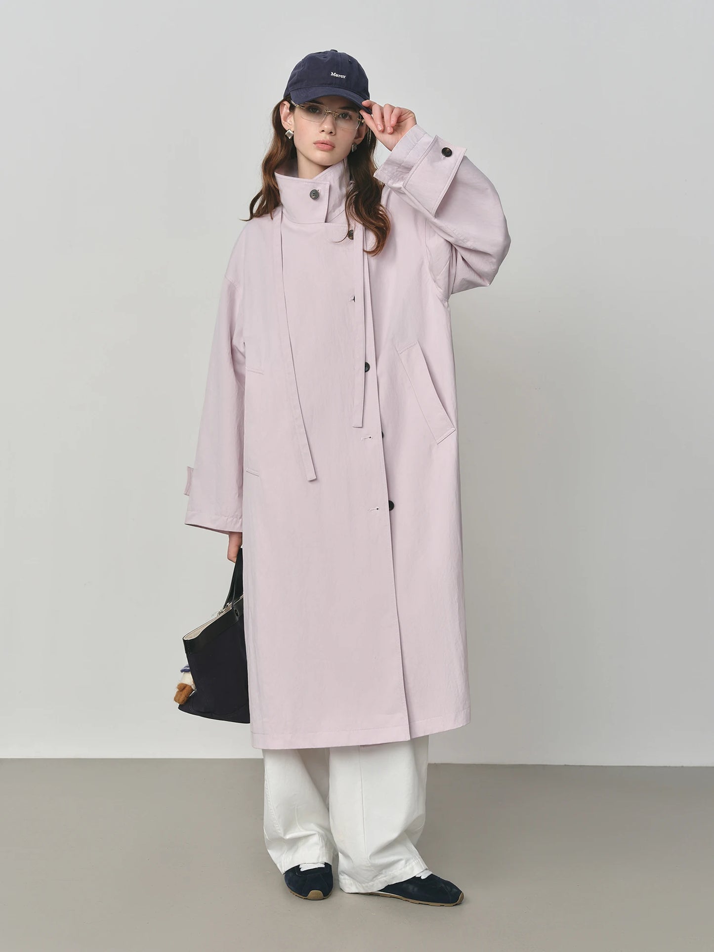 Blush Oversized Lapel Long Trench