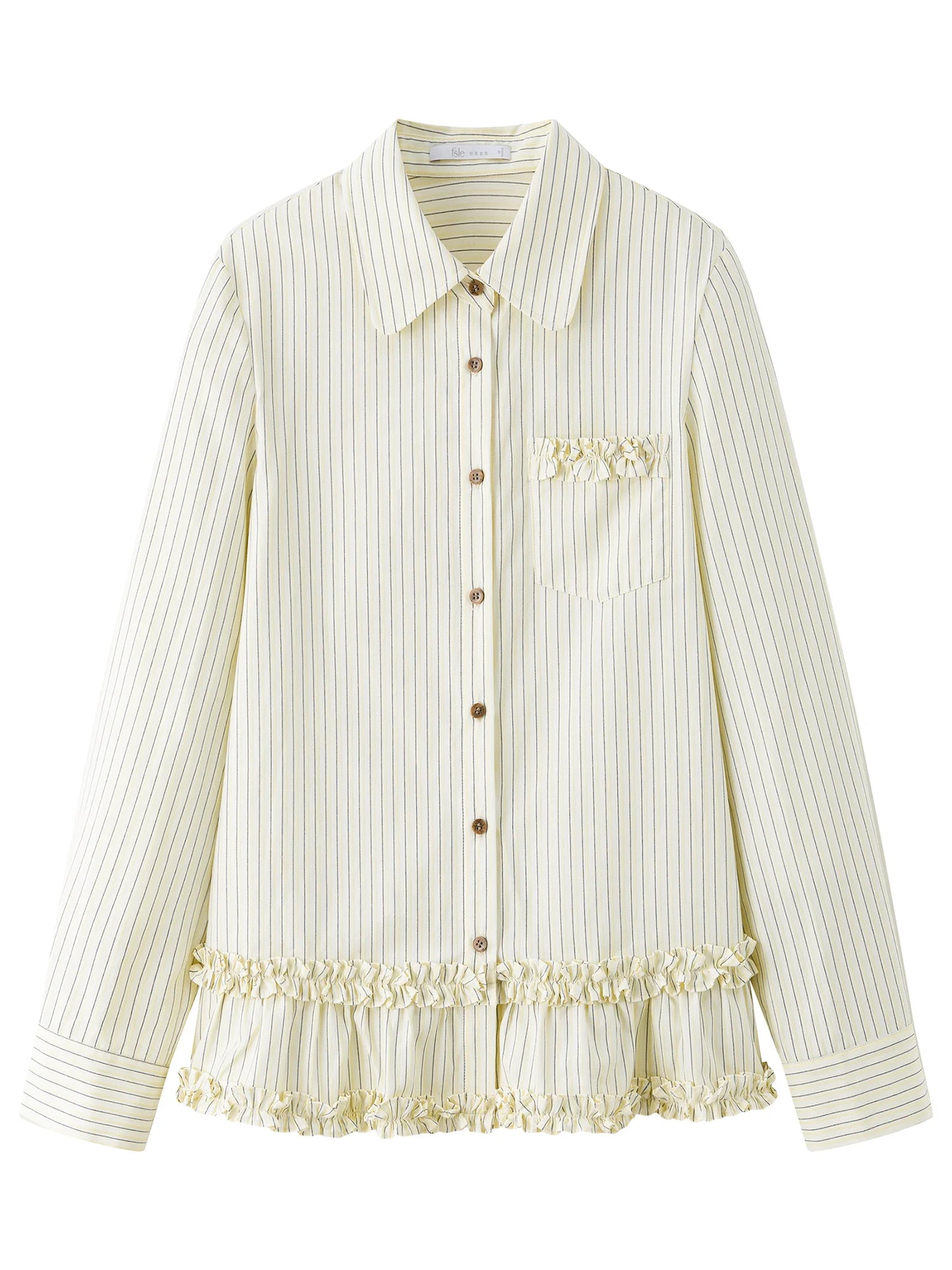 Ivory Striped Ruffle Hem Shirt