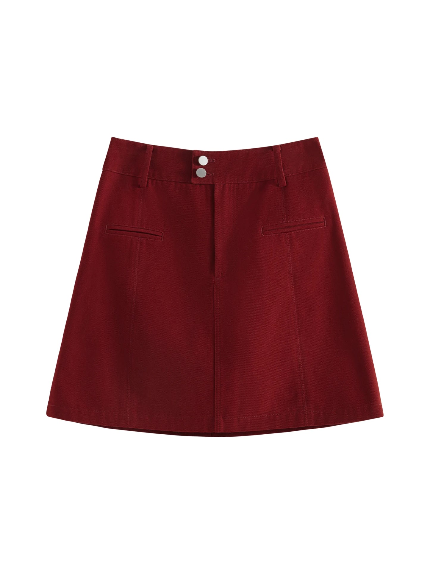 Brown Button Wrap Mini Skirt