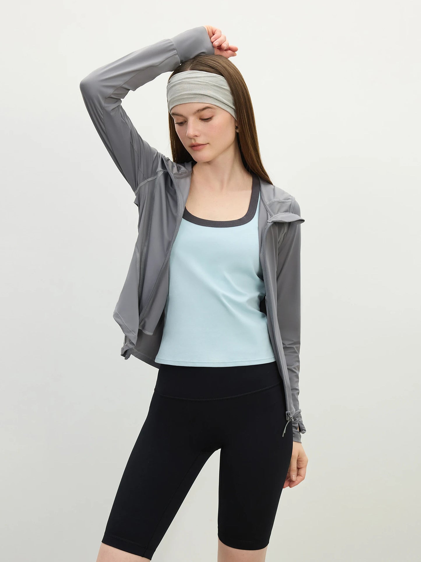 Pale Blue Hooded Sun Protection Jacket