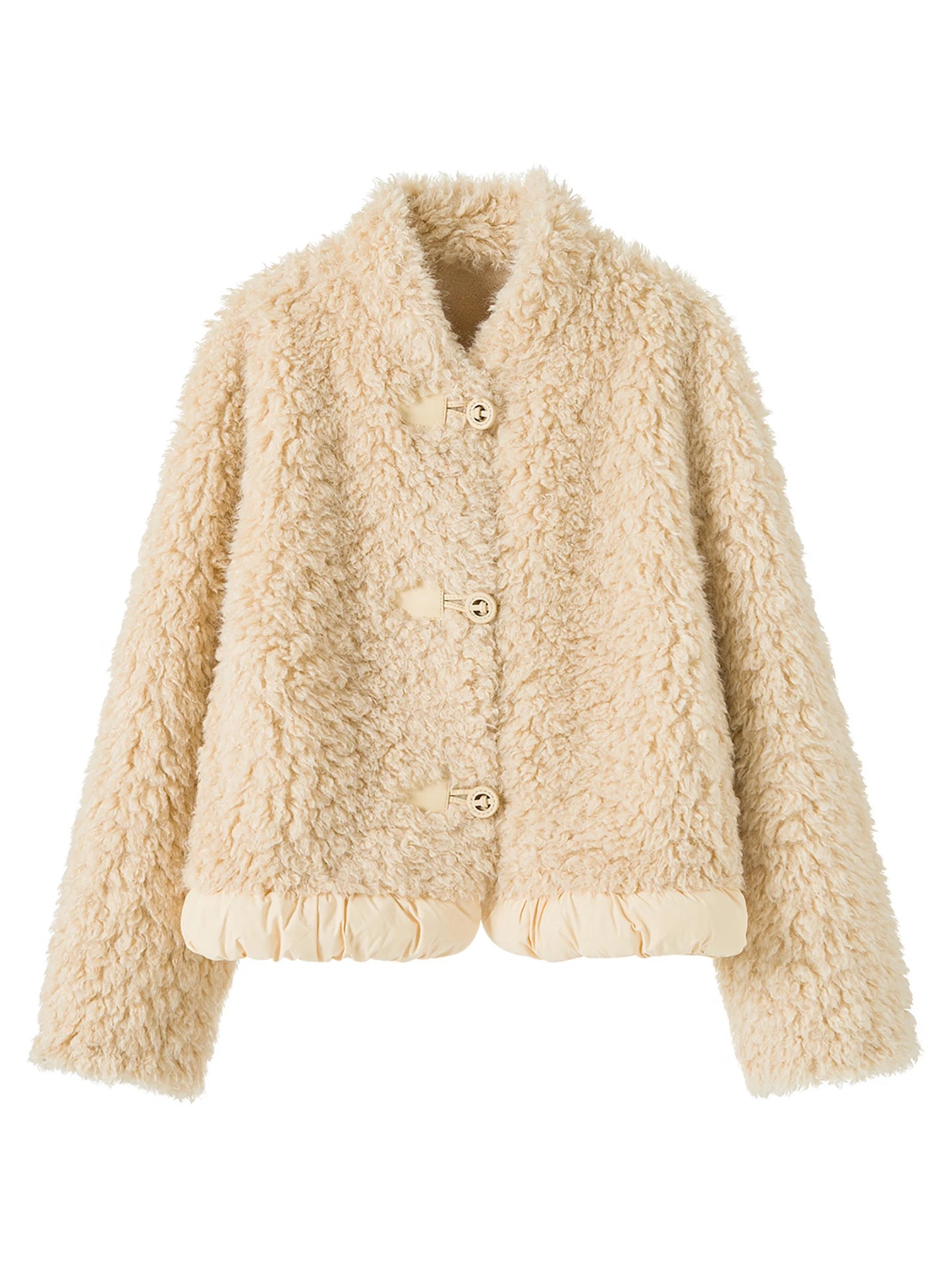 Ivory Faux Fur Bomber Jacket