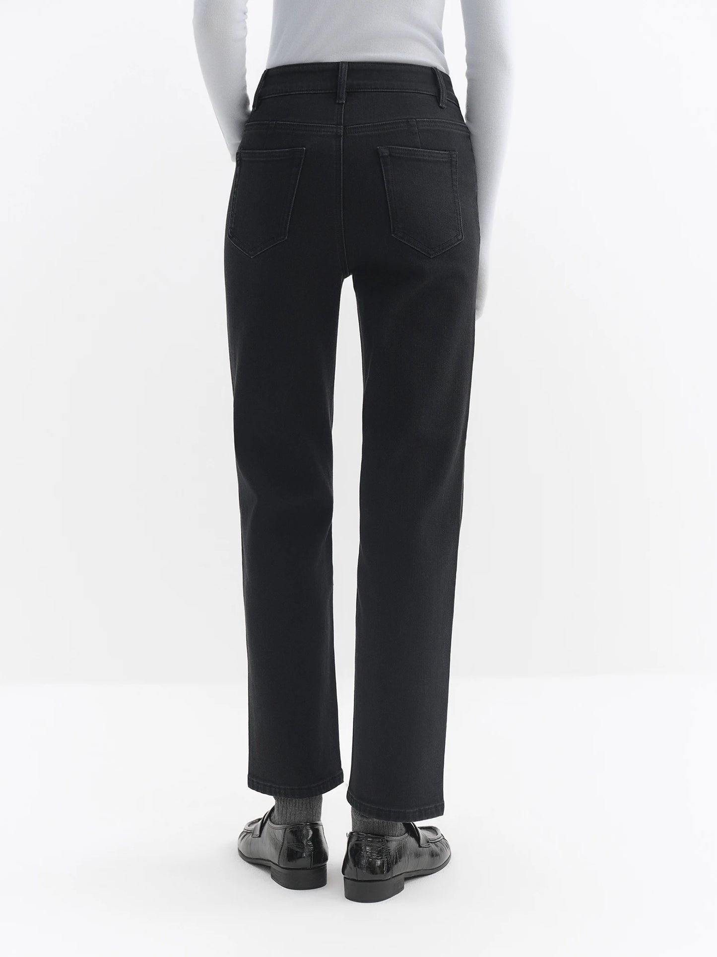 Black High Waist Straight Jeans