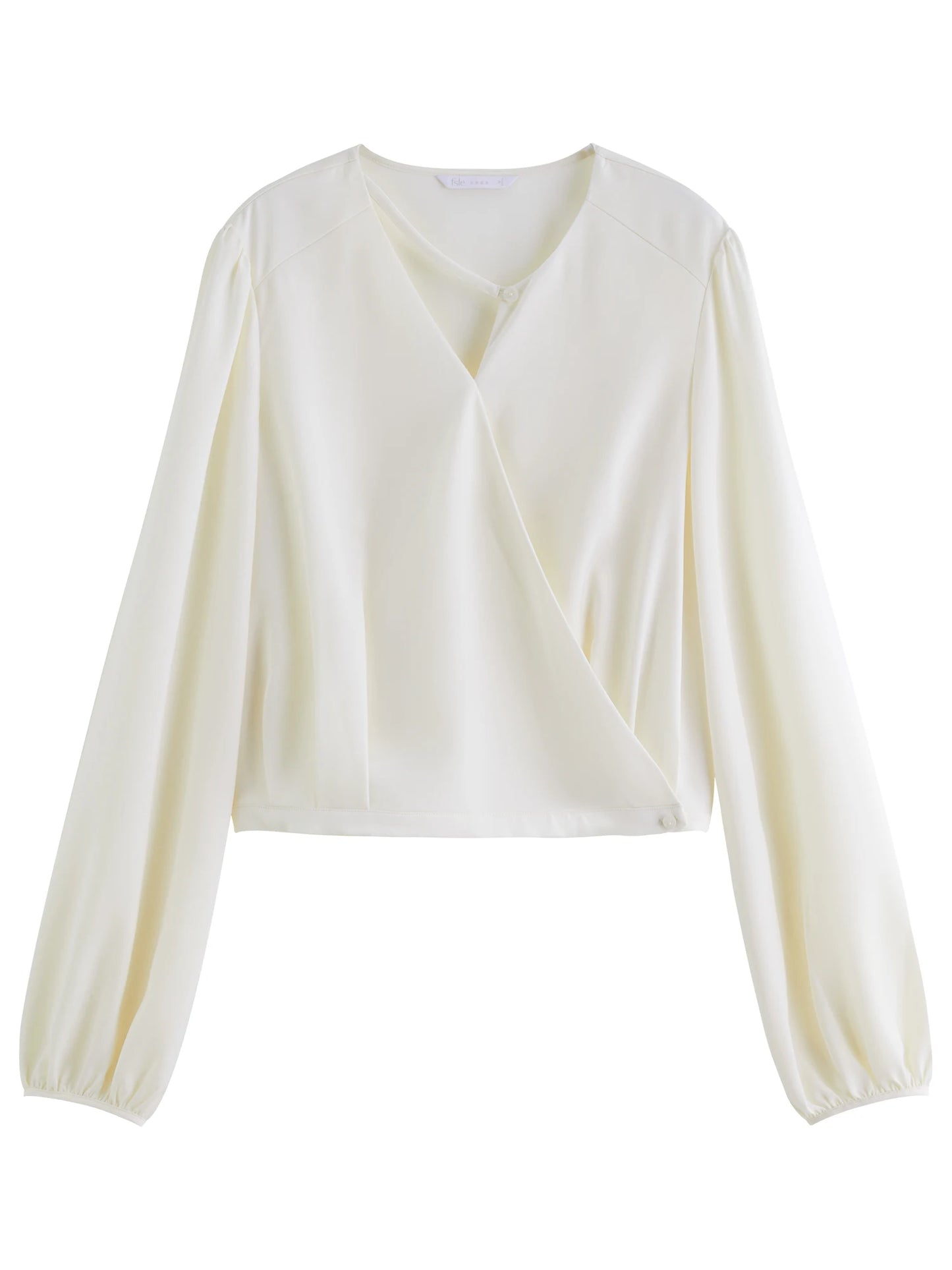 Ivory Wrap Front Satin Blouse