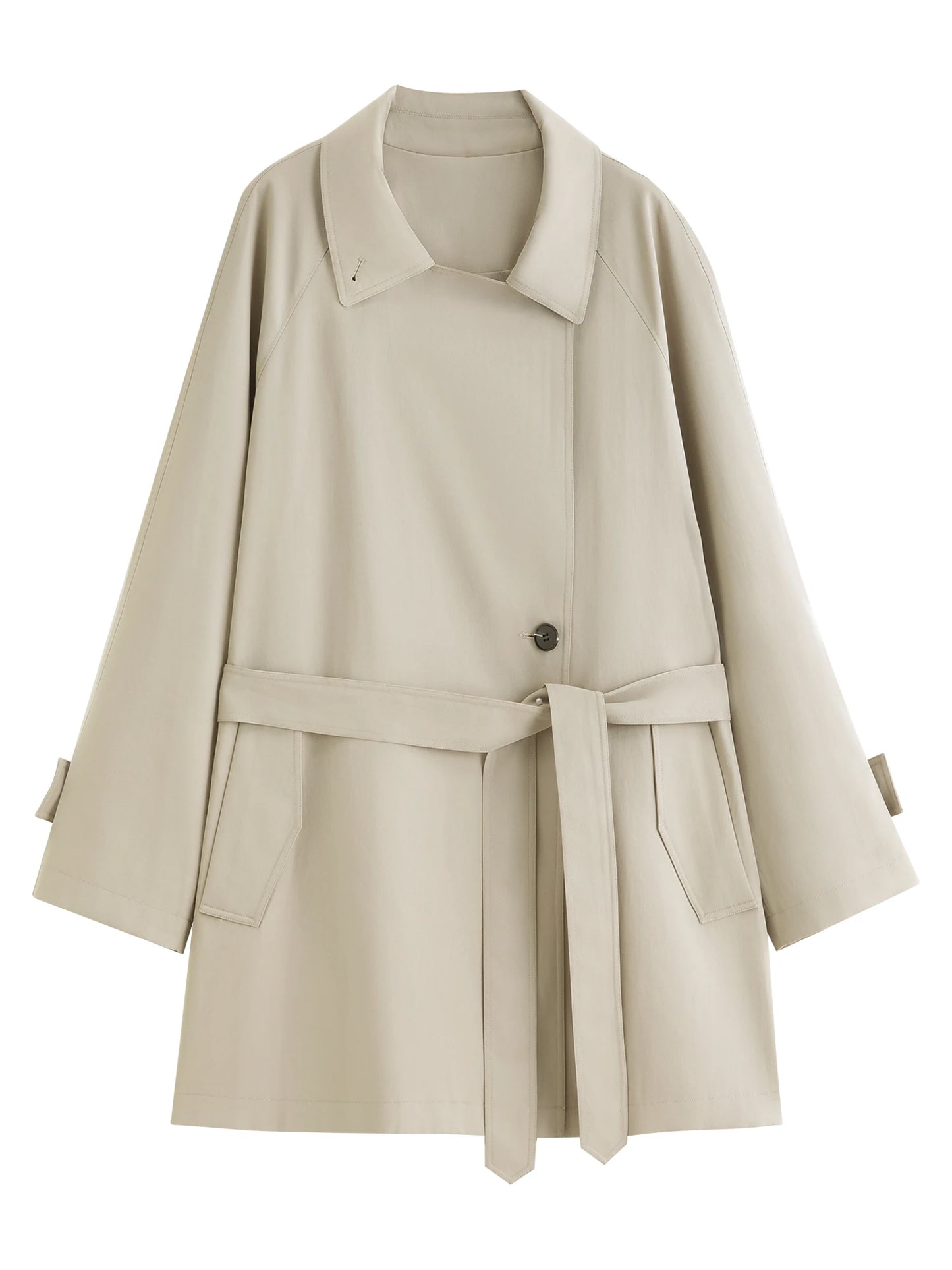 Dark Taupe Double Breasted Belted Trench