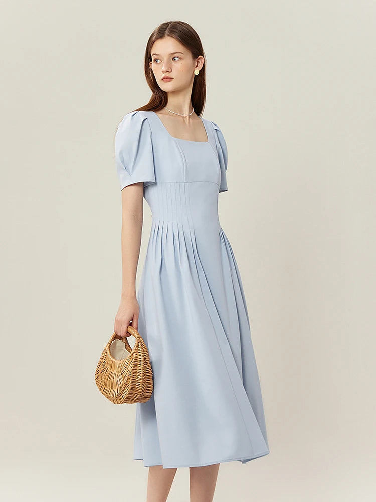 Blush Square Neck Puff Sleeve Dress