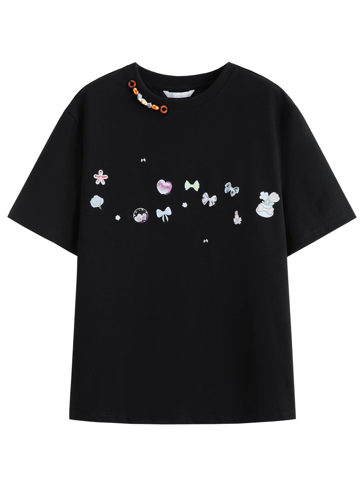Black Embroidered Oversized Cotton Tee